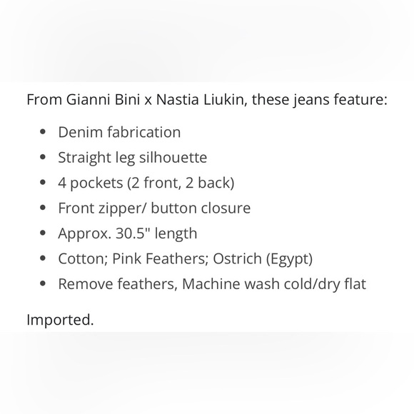 Gianni Bini Denim Straight Leg Egyptian Feather Detail Jeans White/Tan Feather - Picture 2 of 8